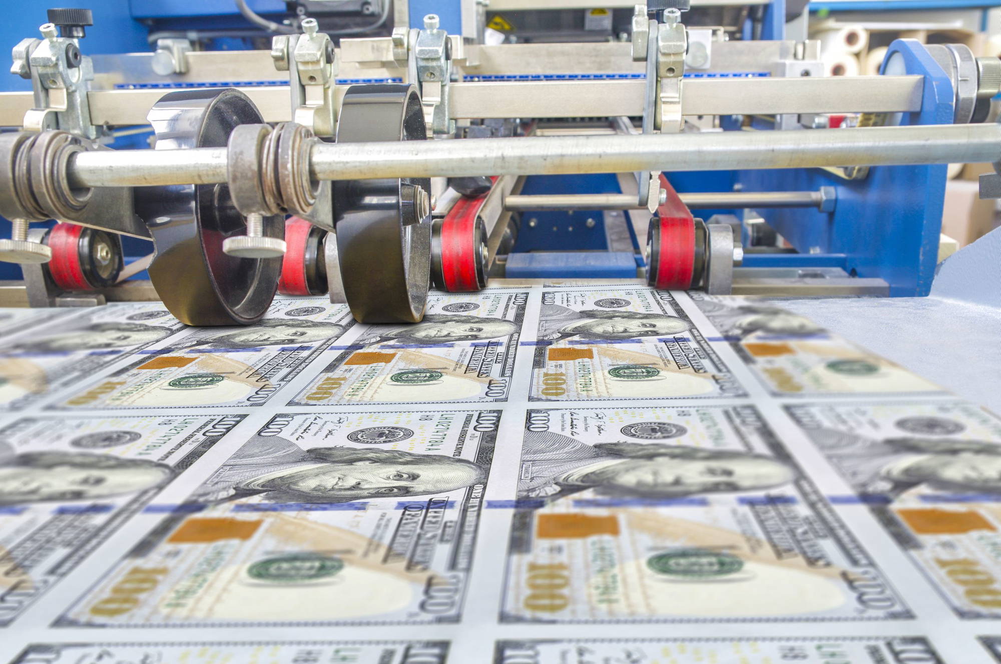 Notenpresse der Federal Reserve Bank