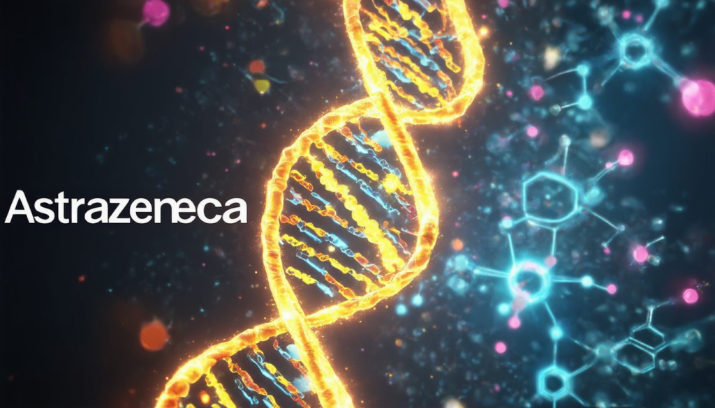 futuristische Darstellung von DNA und Molekülen für Astrazeneca