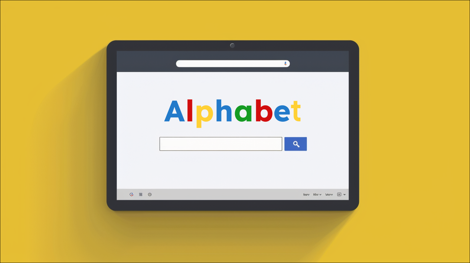 ein Webbrowser-Fenster, das das Wort Alphabet im Google-Farbschema anzeigt, mit einer Suchleiste