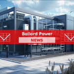 Stationäre Brennstoffzellenanlage für die Erzeugung von Wasserstoffenergie, mit einem Ballard Power NEWS Banner