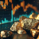 Gold, Aktienchart im Hintergrund