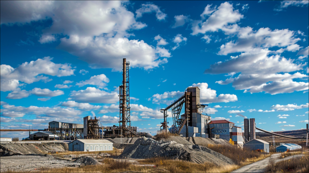 Cameco-Aktie: Milliardenauftrag aus Indien! Eine industrielle Bergbauanlage unter einem blauen Himmel mit zerstreuten Wolken