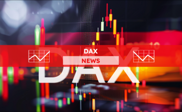 Eine Börsenkursanzeige mit dem Wort DAX und dem Deutschen Aktienindex im Hintergrund, mit einem Daimler Truck NEWS Banner