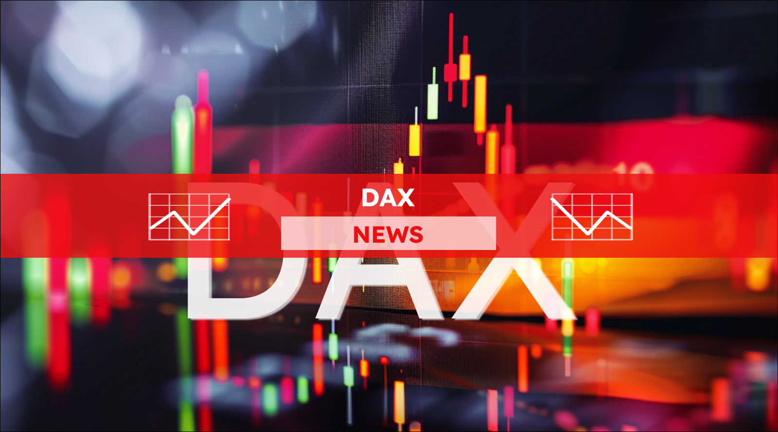 Eine Börsenkursanzeige mit dem Wort DAX und dem Deutschen Aktienindex im Hintergrund, mit einem Daimler Truck NEWS Banner