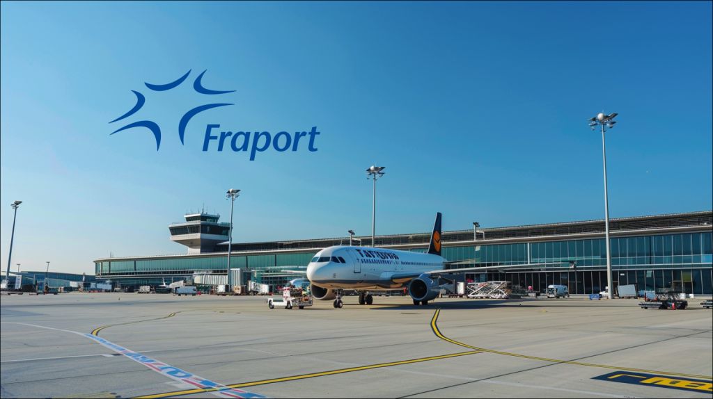 Fraport: Aktie geht durch die Decke. Das ist der Grund! ein kommerzielles Flugzeug vor einem Flughafenterminal unter einem klaren blauen Himmel