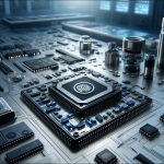 Infineon Technologies, mit einem Fokus auf Halbleiter und Mikroelektronik, umgeben von einer hochtechnologischen Umgebung.