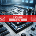 Infineon Technologies, mit einem Fokus auf Halbleiter und Mikroelektronik, umgeben von einer hochtechnologischen Umgebung, mit einem BioNTech NEWS Banner.