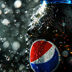 Pepsi-Flasche mit Wassertropfen