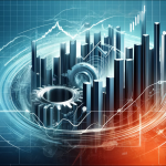 Eine abstrakte Darstellung von mechanischen Zahnrädern und steigenden Finanzdiagrammen