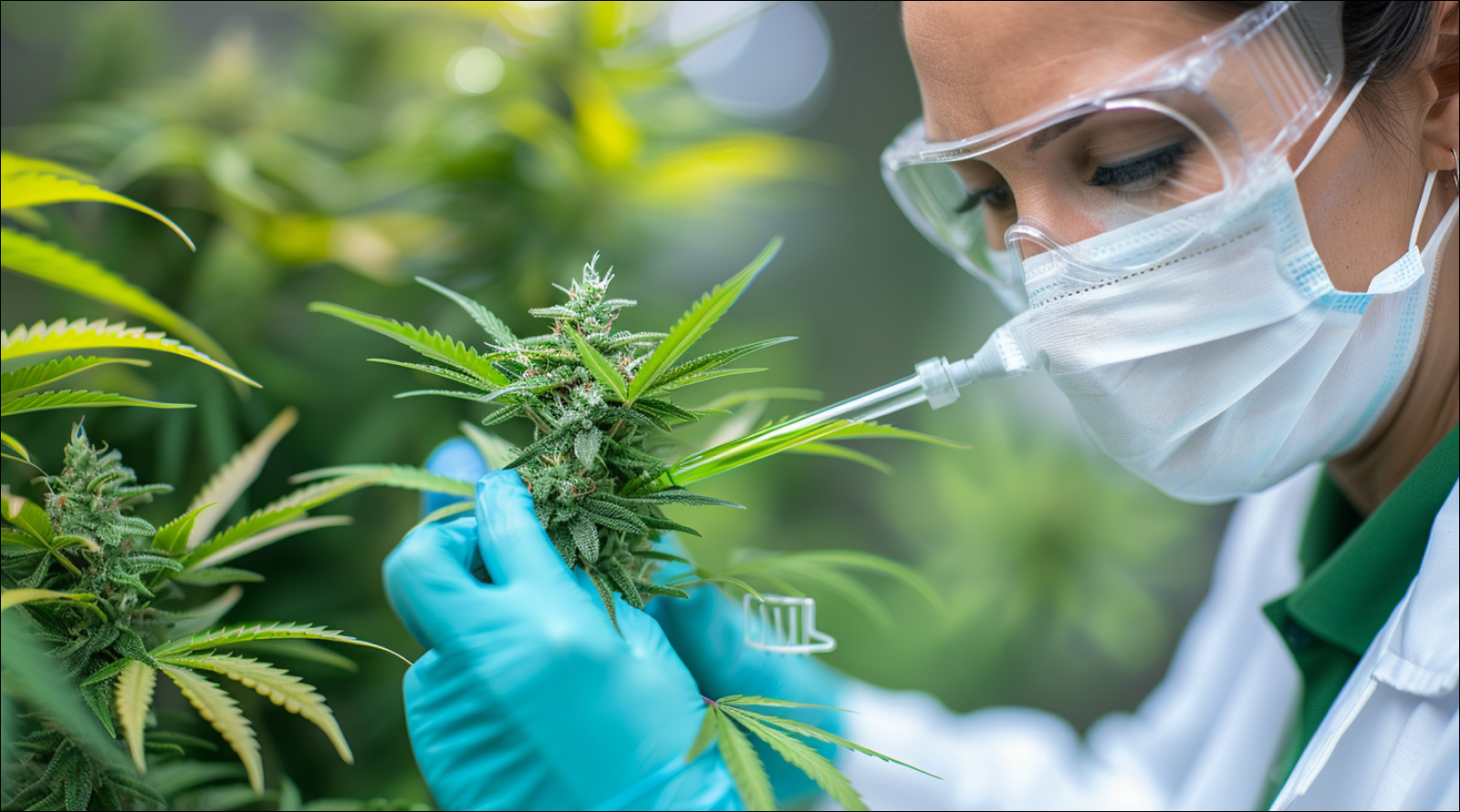 Cannabis in der Hand eines Wissenschaftlers