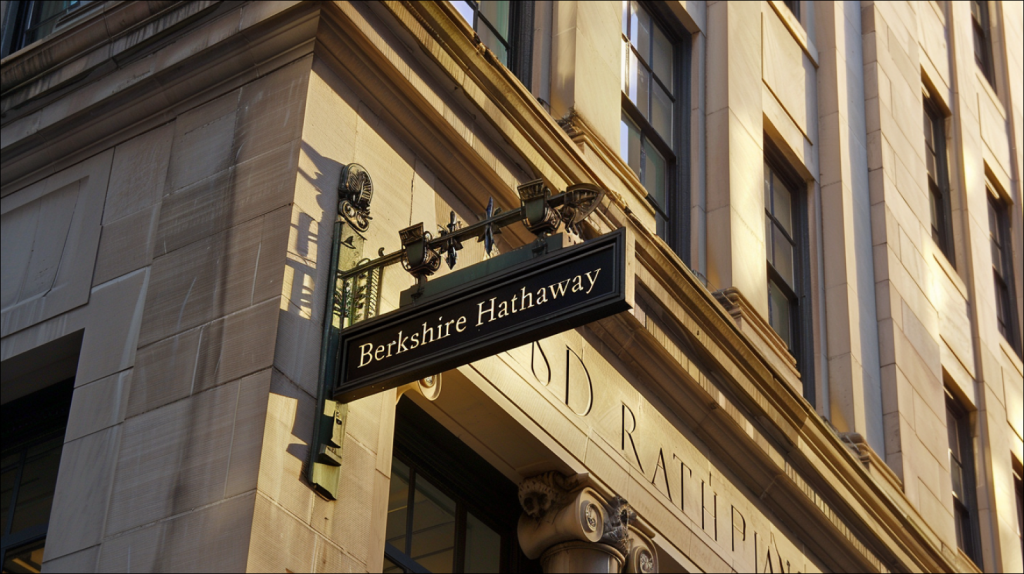 Schild Berkshire Hathaway an der Fassade eines Gebäudes