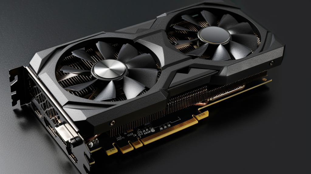 Nvidia-Aktie: 1.000 Dollar geschafft! eine Grafikkarte mit zwei Lüftern auf dunklem Hintergrund