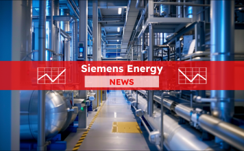 Wasserstoffkraftwerke, mit einem roten Banner Siemens Energy NEWS