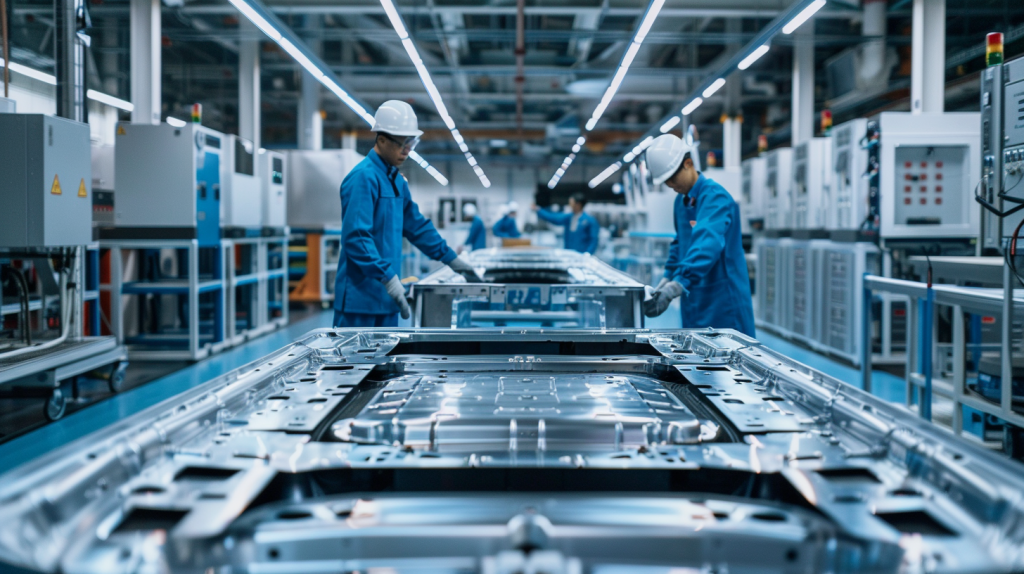 Ingenieure inspizieren BYD-Batteriemodule