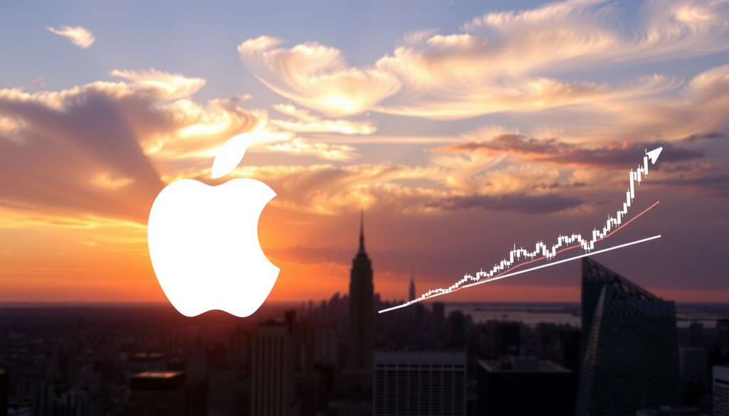 Apple-Aktie: Dann eben gar nicht! Stadtlandschaft mit Apple-Aktienchart