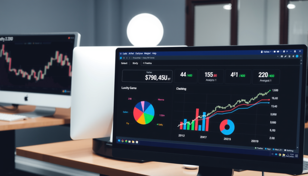 Xiaomi -Aktie: Mehr als Apple! Finanzdiagramme auf einem modernen Bildschirm im Büro.