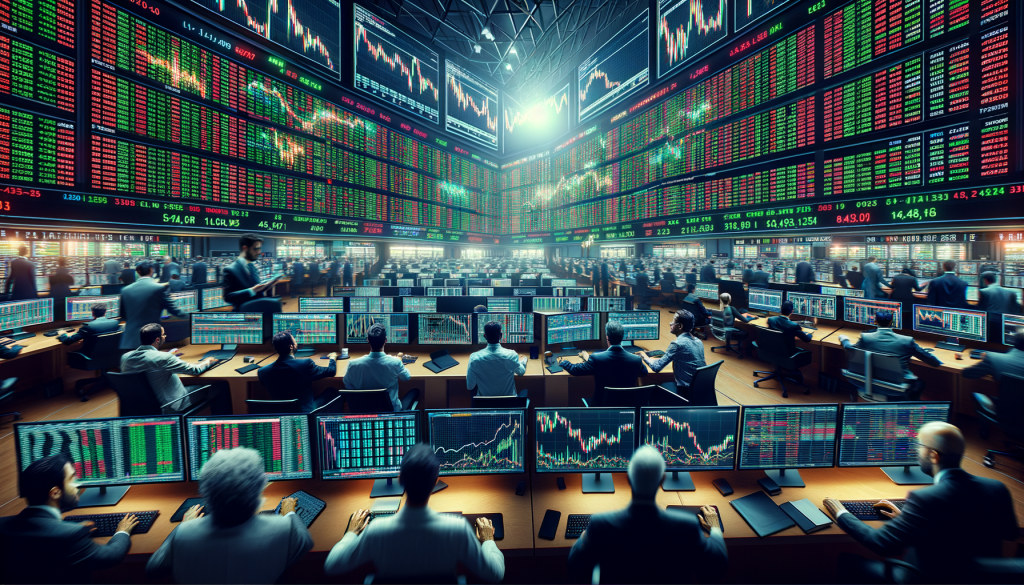 Rheinmetall-Aktie: Der Kracher! Aktiver Börsenhandelsbereich mit digitalen Bildschirmen