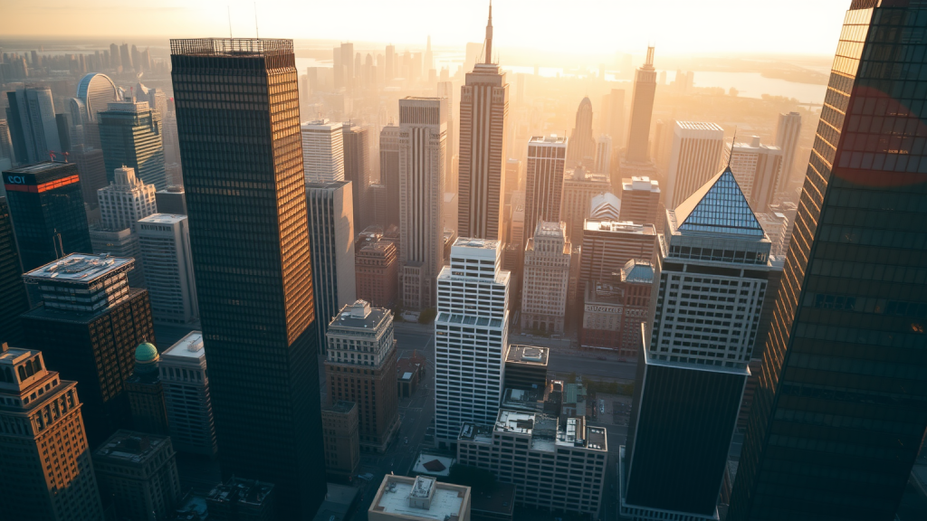 Finanzviertel bei Sonnenaufgang