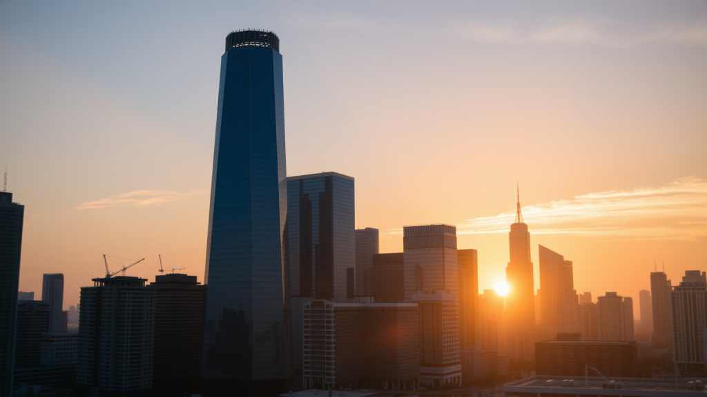 Sonnenaufgang über Finanzviertel
