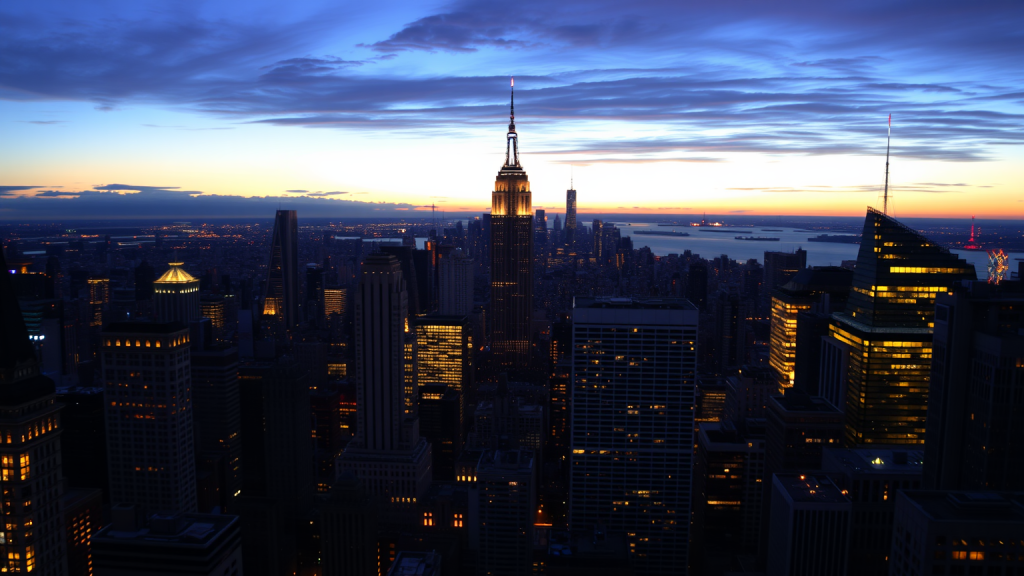 Finanzdistrikt bei Sonnenuntergang