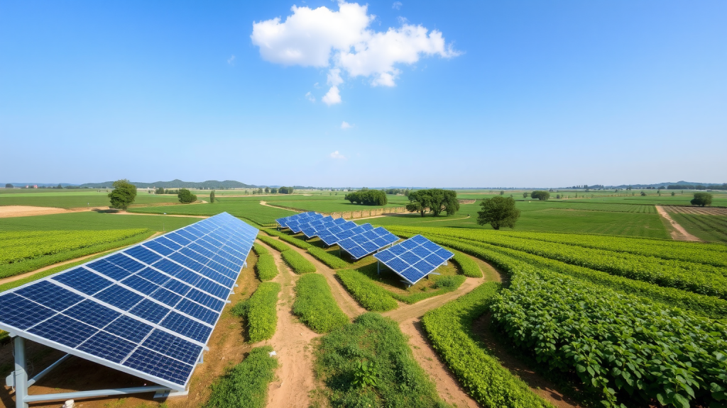 Solararray auf grünem Land