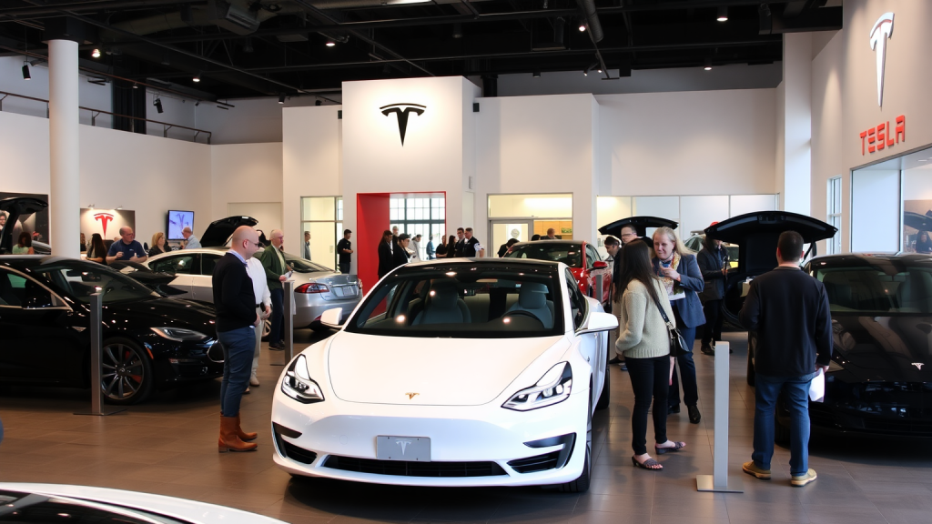 Tesla-Showroom mit Kunden