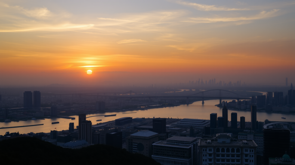 Atos-Aktie: Glaubt niemand! Sonnenaufgang über Finanzzentrum