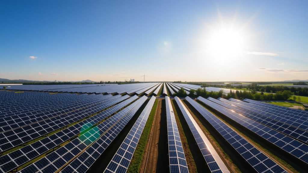 Baywa AG Solarfarm in der Mittagssonne