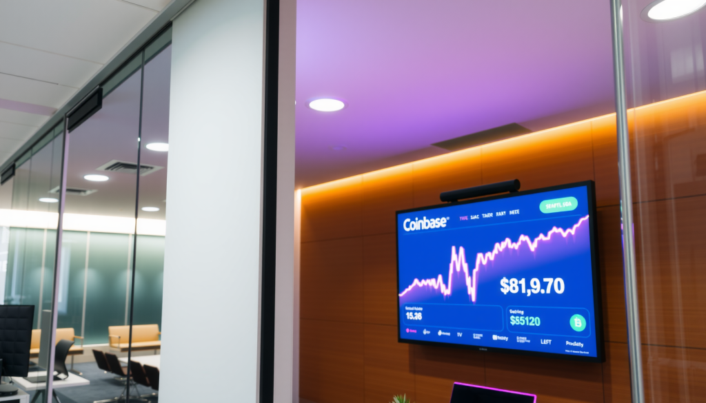 Coinbase-Aktie: Das wissen sie nicht! Modernes Büro mit Coinbase-Aktienkursen