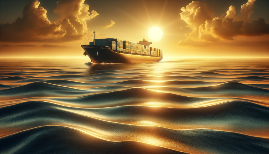 Hapag-Lloyd-Schiff im Sonnenuntergang