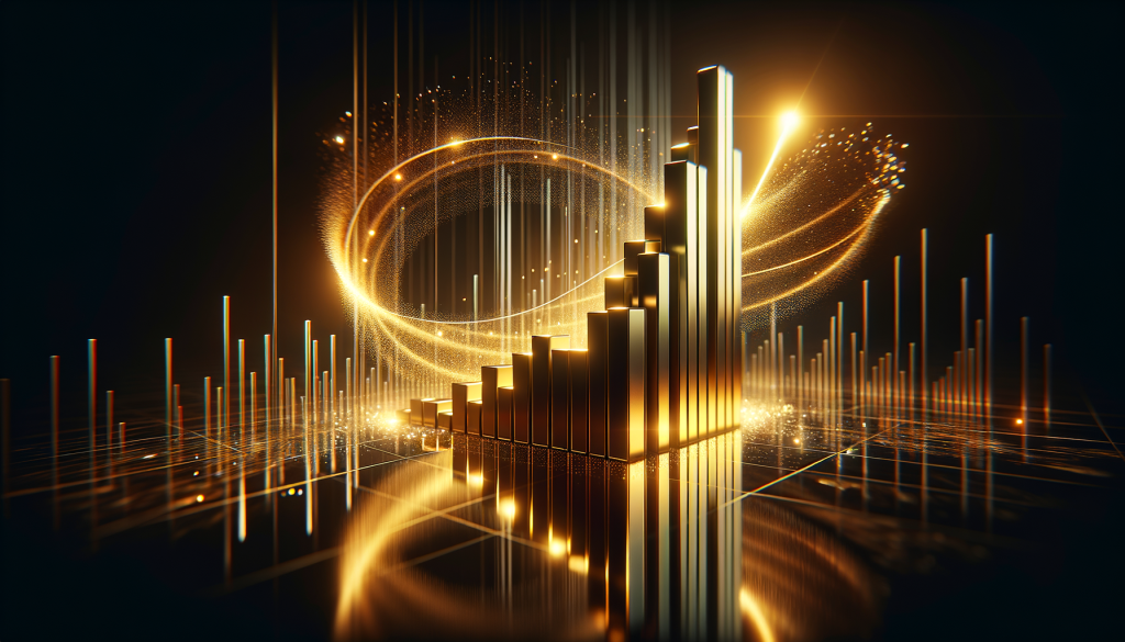 Rheinmetall-Aktie: Buy! Dynamisches 3D-Balkendiagramm unter goldenem Licht