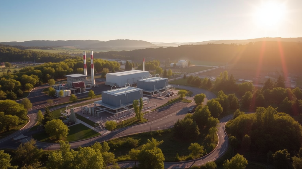 Industrielandschaft mit Brennstoffzellen