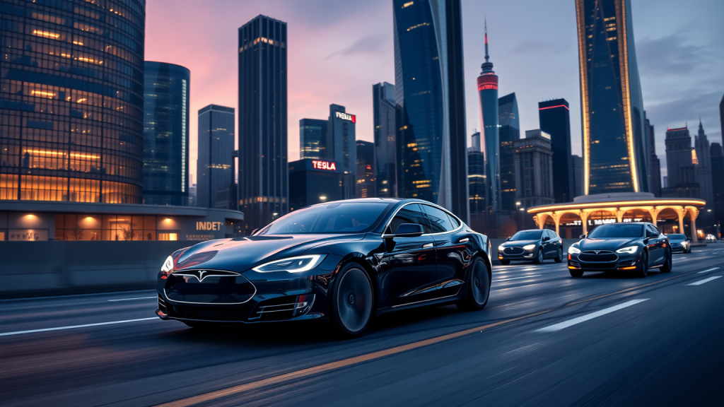 Tesla Model S in Zukunftsstadt