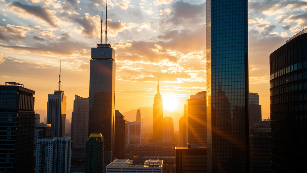 Sonnenaufgang über Finanzbezirk