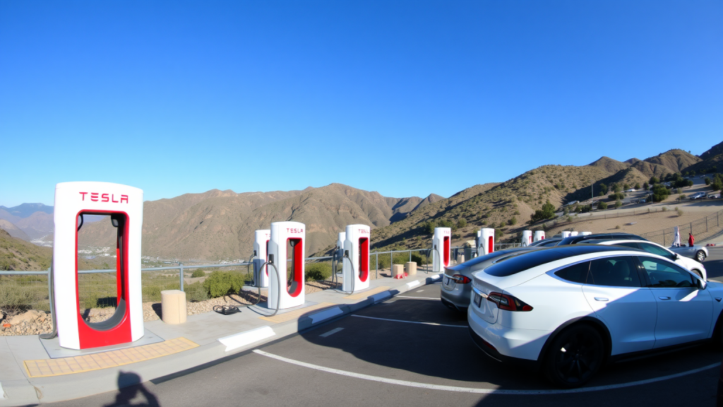 Tesla Supercharger in den Bergen