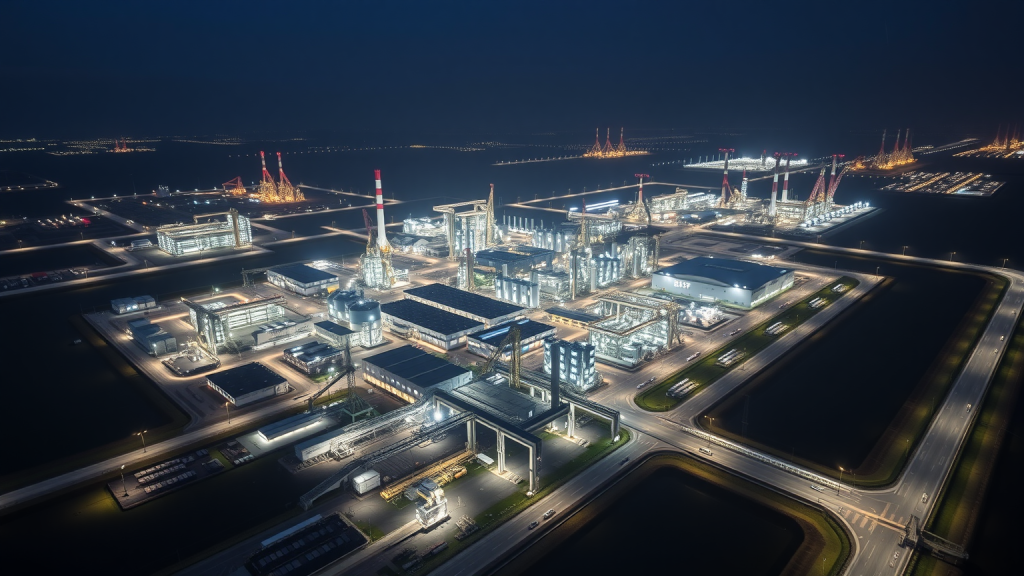 BASF Industriekomplex bei Nacht