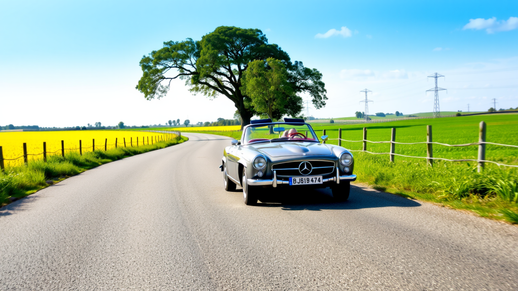 Klassisches Mercedes-Benz-Cabriolet auf einer Landstraße