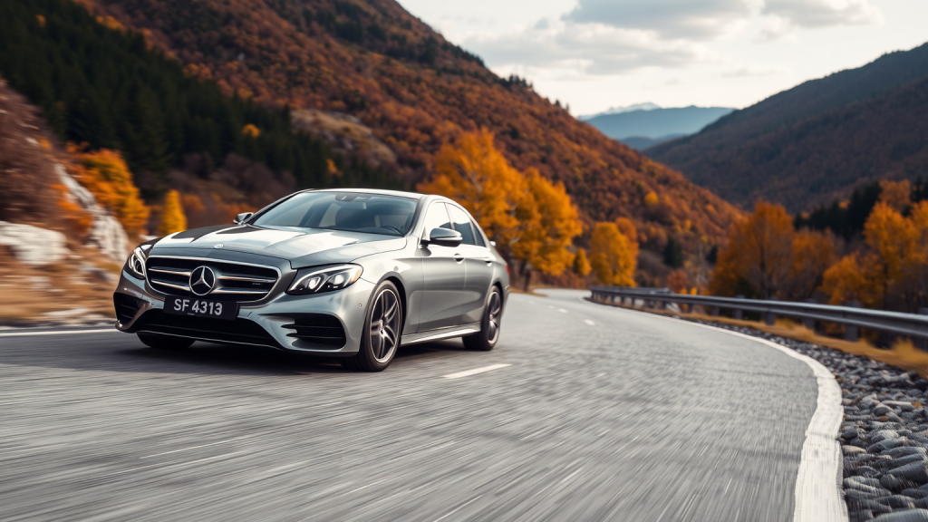 Mercedes-Benz Fahrt im Herbst.