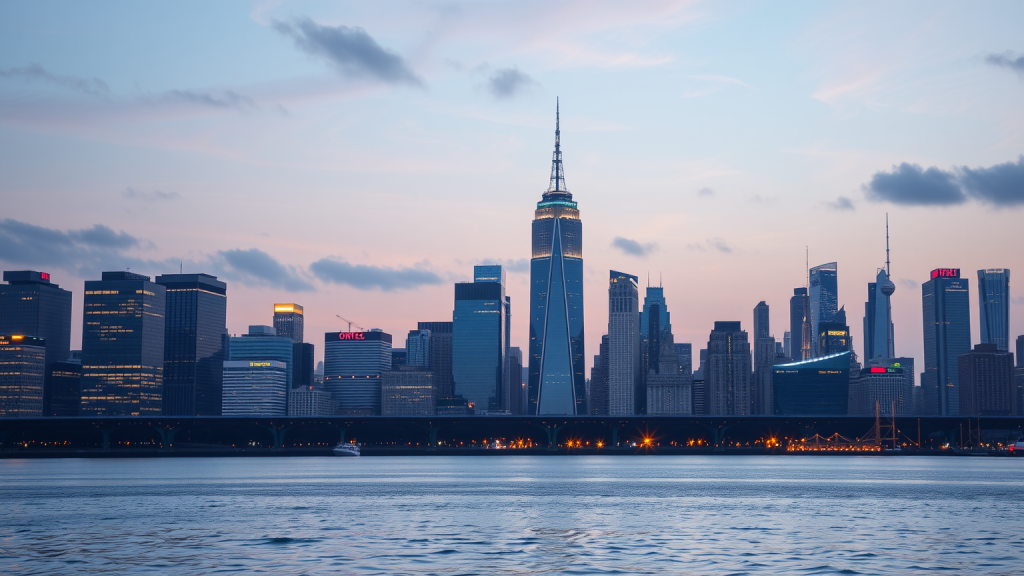 Nel Asa-Aktie: Es geht voran! Stadtbild mit futuristischem Markt-Ticker