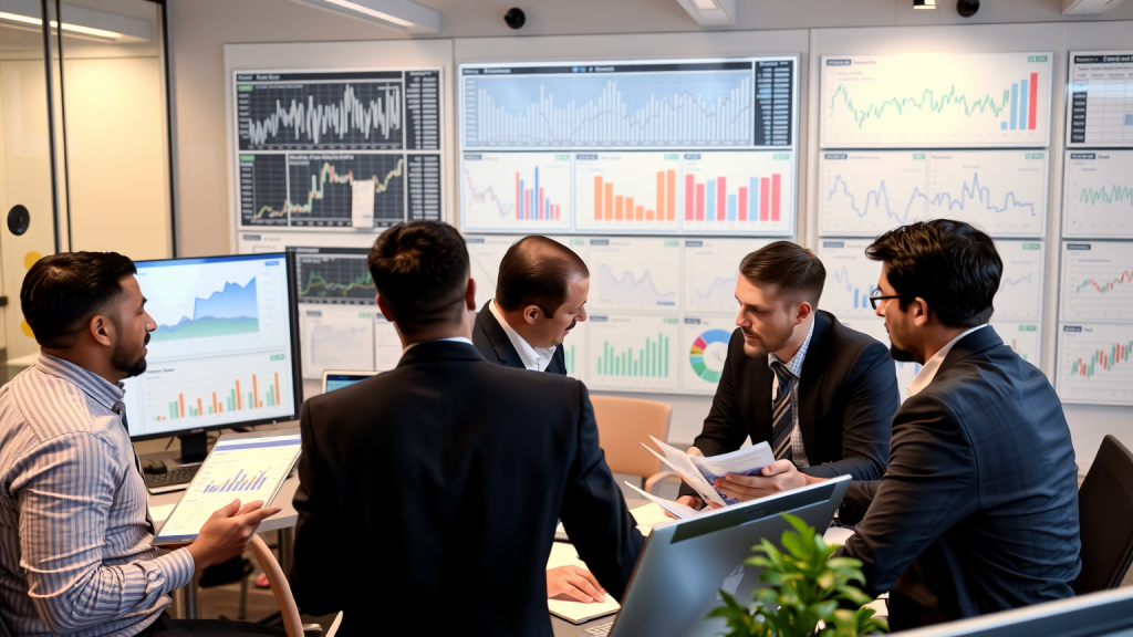 Investoren analysieren Finanzdiagramme