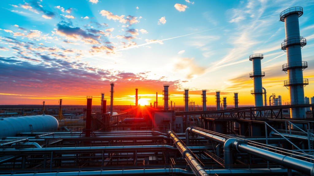Sonnenaufgang über BASF-Chemiewerk
