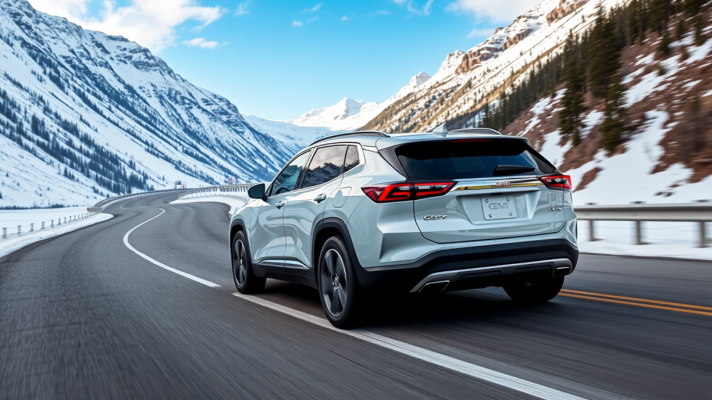 GM-Elektro-SUV im verschneiten Gebirgspass