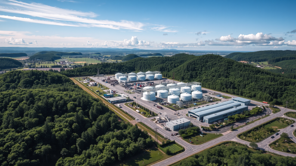 Luftbild der Wasserstoffanlagen von Nel ASA