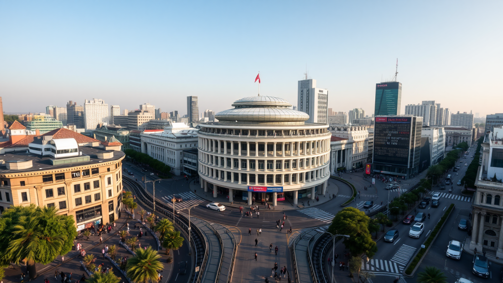 Nvidia-Aktie: Ist das die Zukunft? Luftbild eines geschäftigen Börsenzentrums