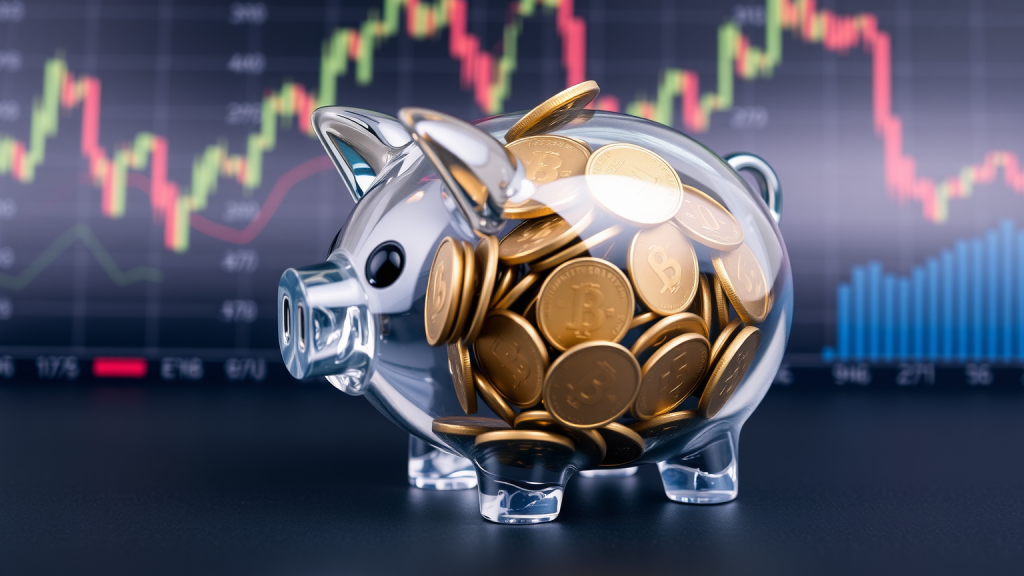 Renk-Aktie: Knaller-Stimmung! Sparschwein mit Goldmünzen vor Börsencharts