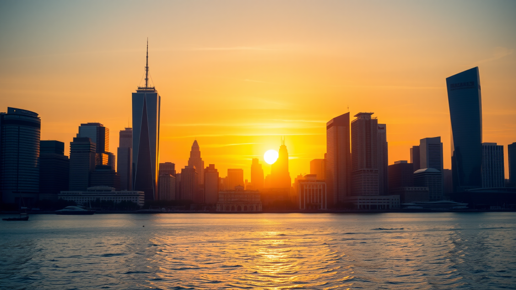 ThyssenKrupp-Aktie: Das ist ein Aus – oder? Sonnenaufgang über Finanzhochhäusern