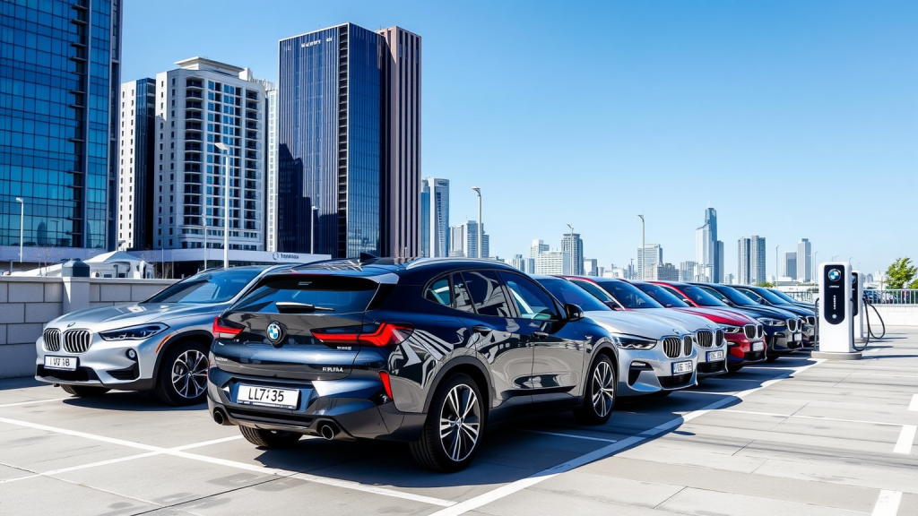 BMW-Elektroautos an einer städtischen Ladestation