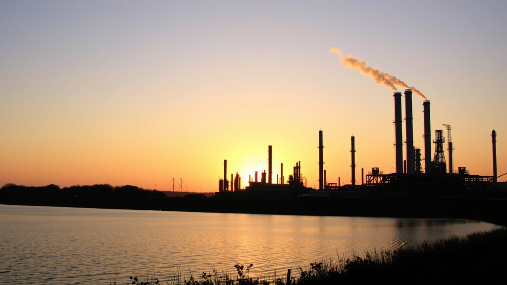 BP-Raffinerie bei Sonnenaufgang