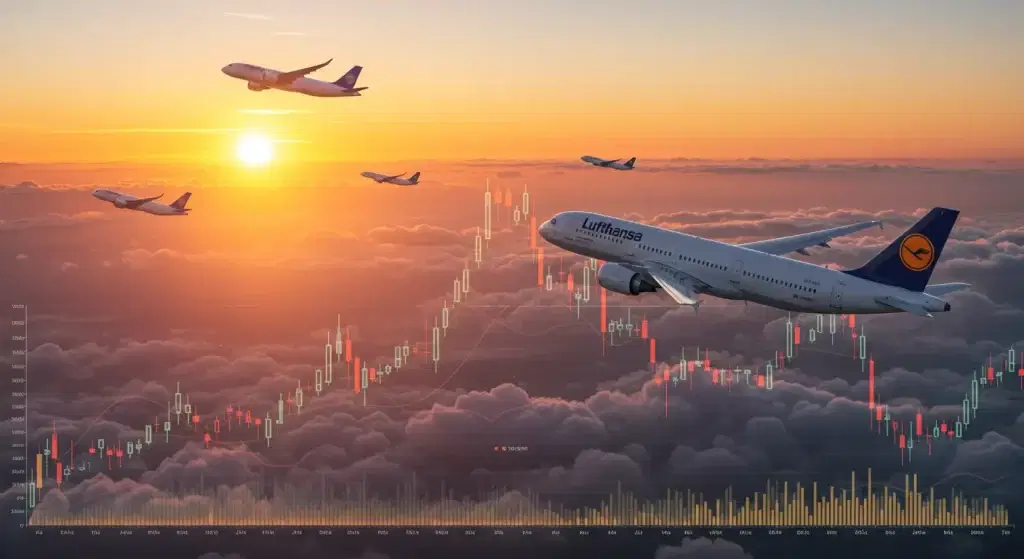 Lufthansa-Start vor Skyline