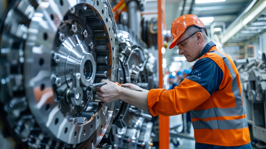 Deutz AG-Mitarbeiter prüft Motor